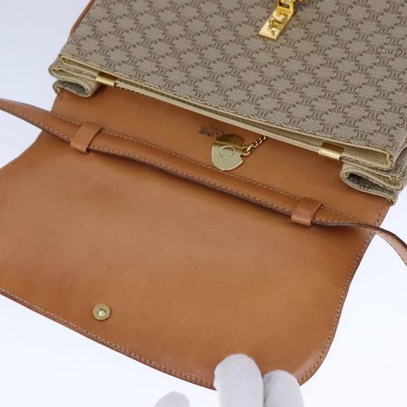 CELINE C Macadam Canvas Shoulder Bag PVC Beige Gold Auth 106870 - Picture 15 of 16